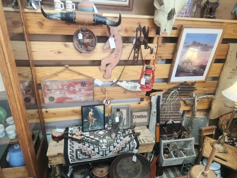 Rustic wooden table with cowboy-themed decor