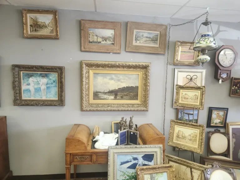 Collection of framed vintage oil paintings with Southwest themes