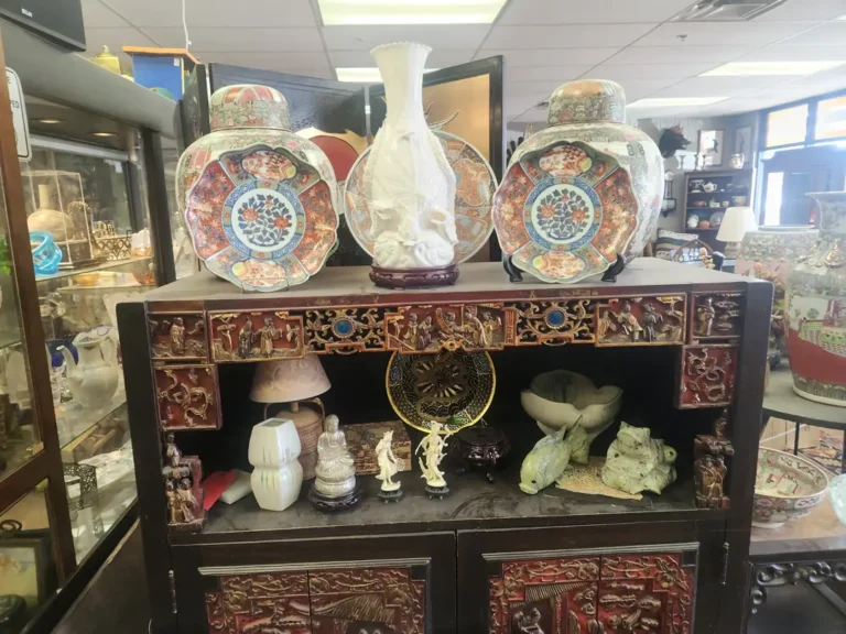 Display of intricate Native American art and pottery